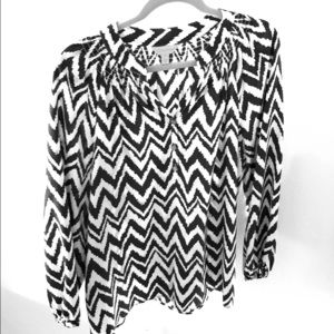 Lilly Pulitzer Elsa silk top navy chevron M